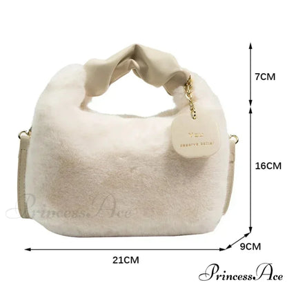 Synthetic Fur Soft Gathered Handle Crossbody Purse handbag-250126