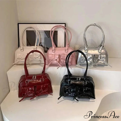 Synthetic Leather Bow Shoulder Purse shoulder-250126