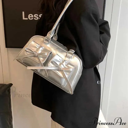 Synthetic Leather Bow Shoulder Purse shoulder-250126