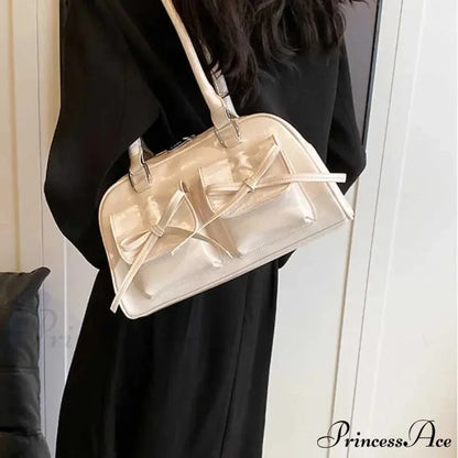 Synthetic Leather Bow Shoulder Purse shoulder-250126