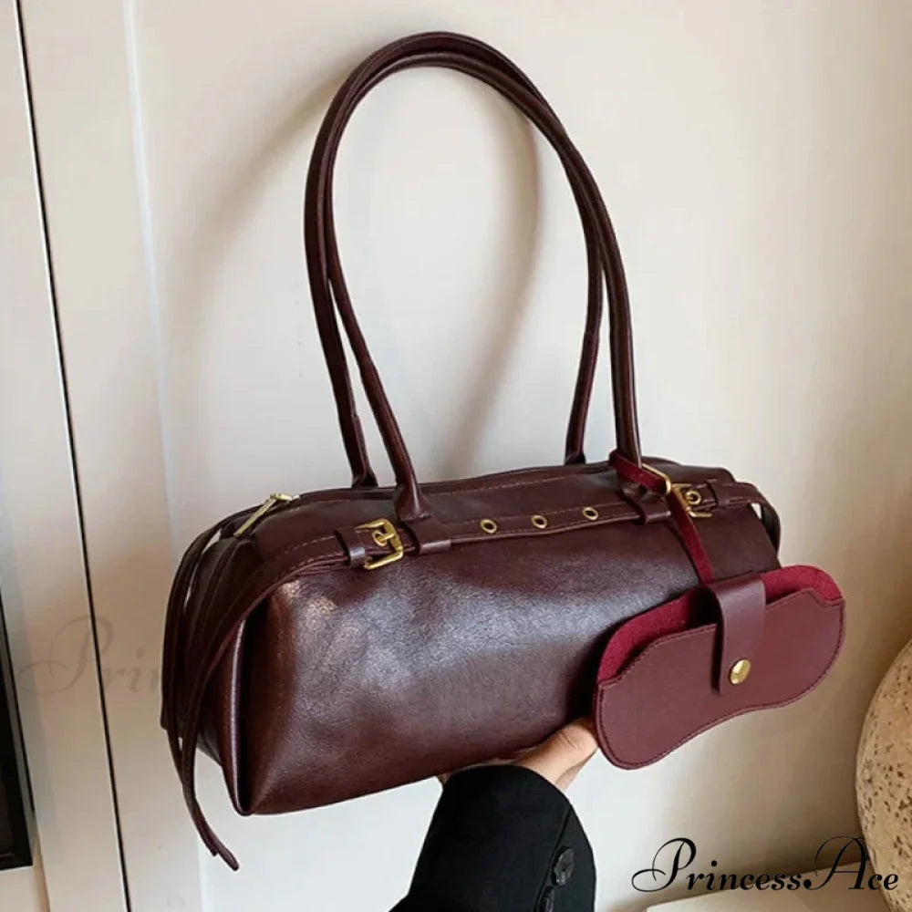 Synthetic Leather Clasp Stylish Crossbody Bag Red shoulder-250126
