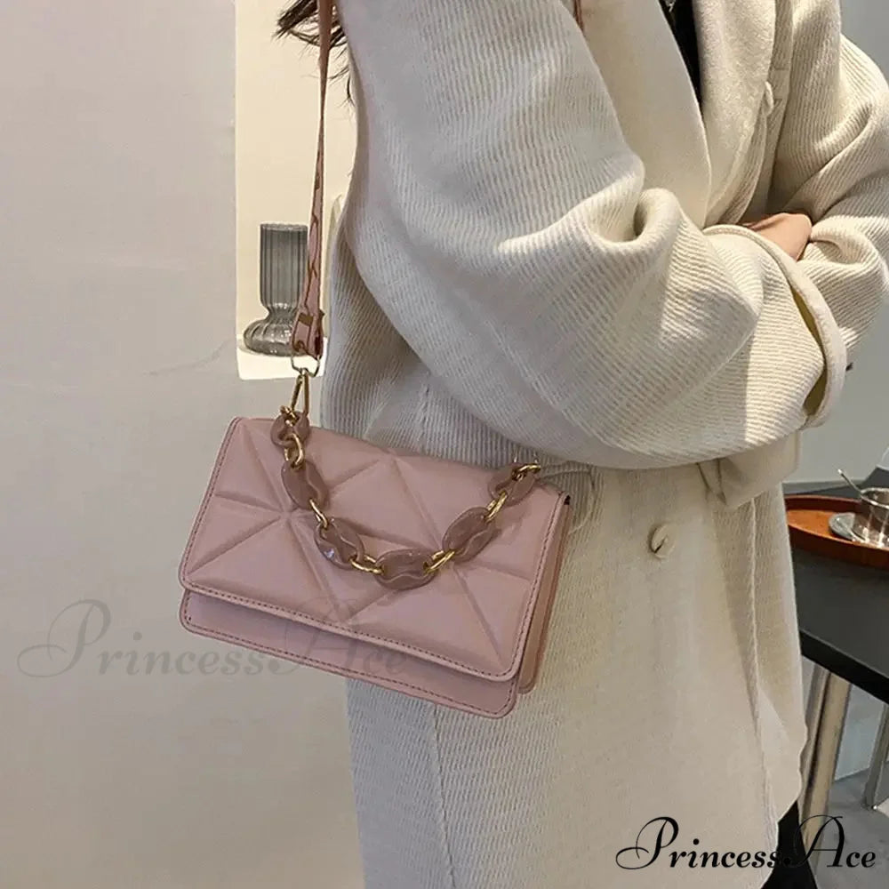 Synthetic Leather Metallic Chain Crossbody Purse crossbody-250126