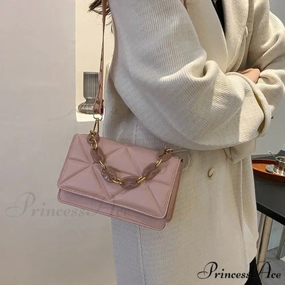 Synthetic Leather Metallic Chain Crossbody Purse crossbody-250126