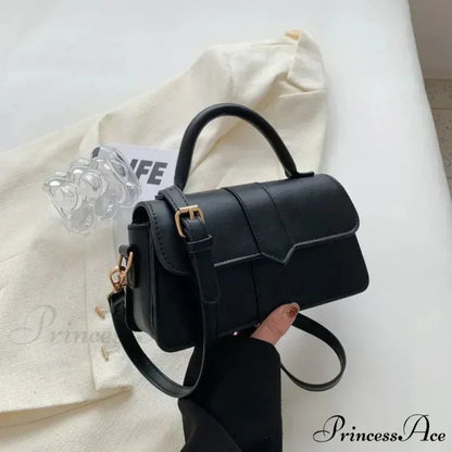 Synthetic Leather Retro Crossbody Underarm Satchel Women Purse Black handbag-250126