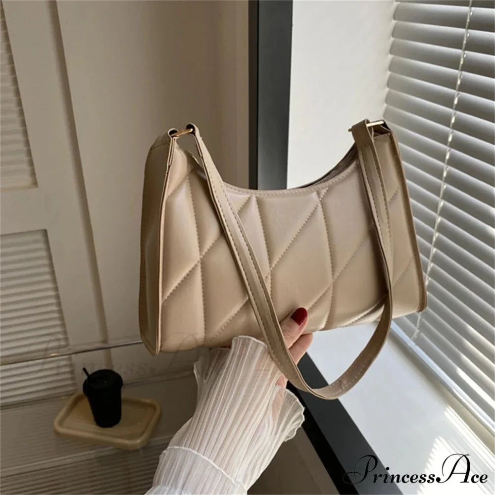 Synthetic Leather Shoulder Messenger Bag for Women Khaki shoulder-250126