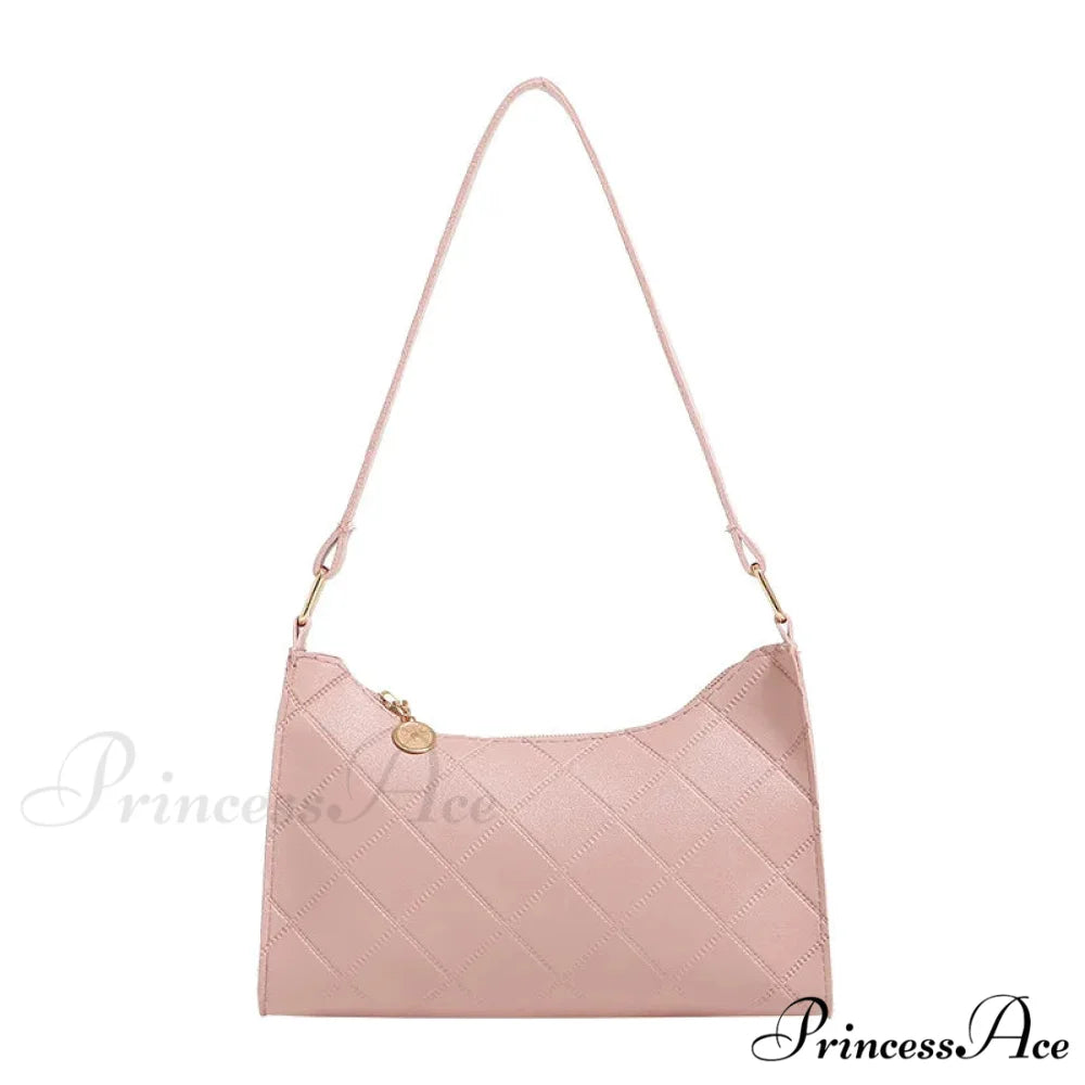 Synthetic Leather Shoulder Messenger Bag for Women Pink shoulder-250126