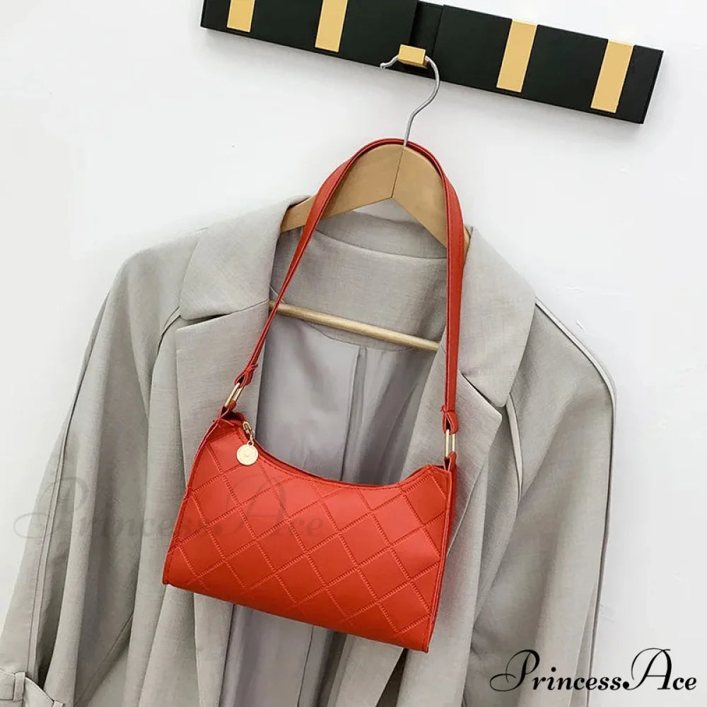 Synthetic Leather Shoulder Messenger Bag for Women Red shoulder-250126