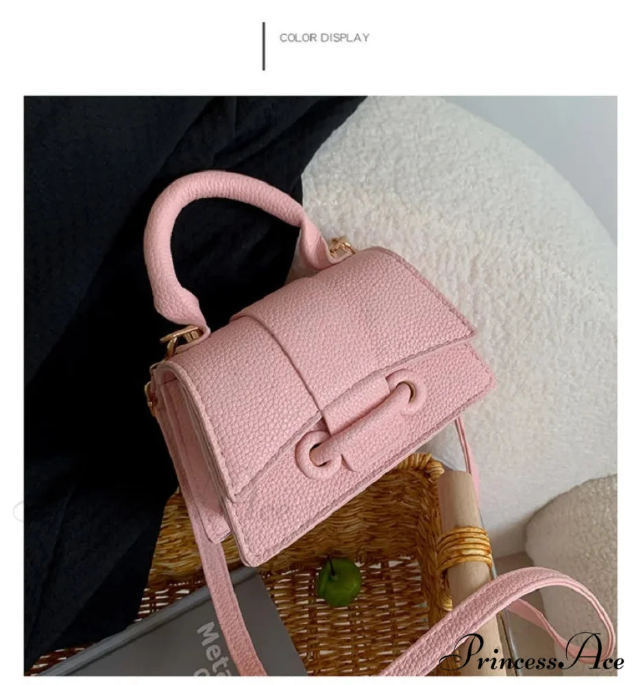 Synthetic Leather Small Crossbody Bag Designer Women’s Purse Pink handbag-250126