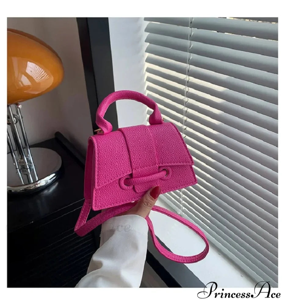 Synthetic Leather Small Crossbody Bag Designer Women’s Purse Rose red handbag-250126