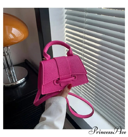 Synthetic Leather Small Crossbody Bag Designer Women’s Purse Rose red handbag-250126