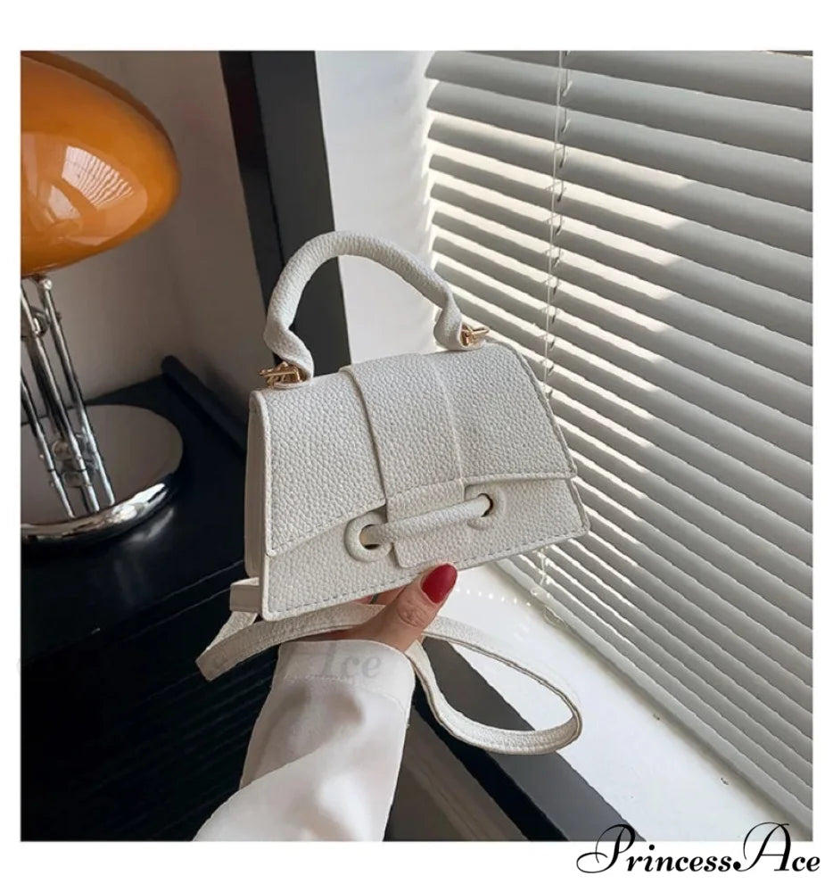 Synthetic Leather Small Crossbody Bag Designer Women’s Purse White handbag-250126
