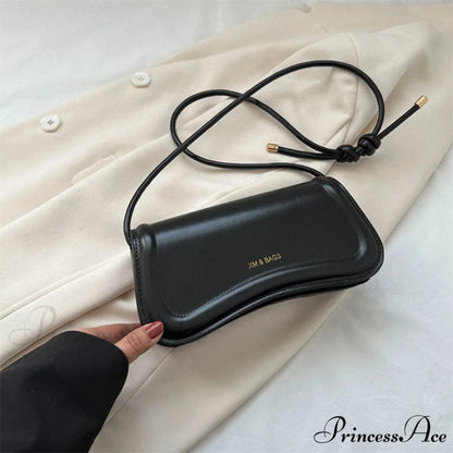 Synthetic Leather Underarm Shoulder Crossbody Bag Black / (20cm shoulder-250126