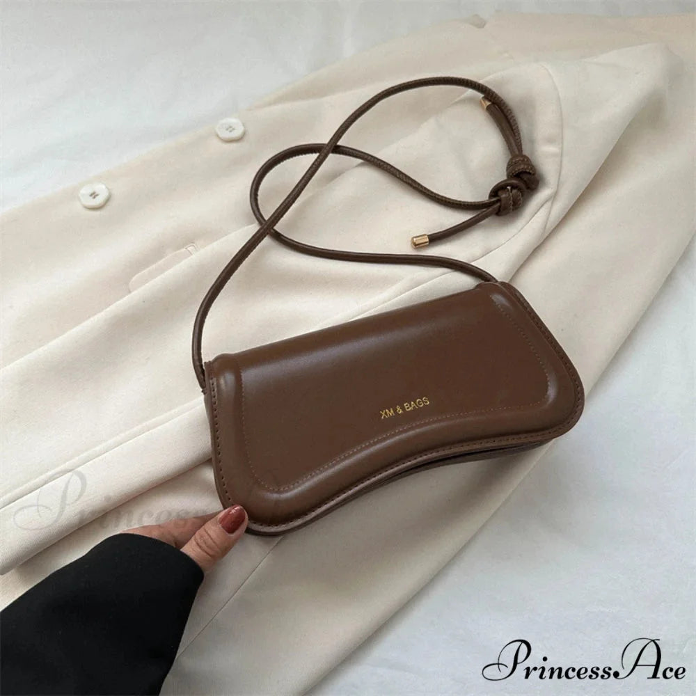 Synthetic Leather Underarm Shoulder Crossbody Bag Brown / (20cm shoulder-250126