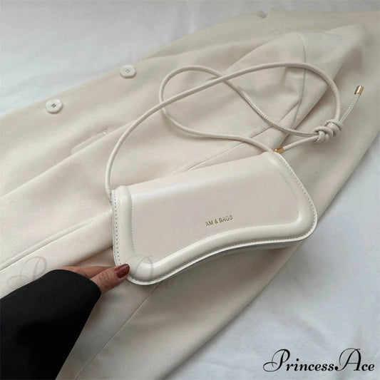 Synthetic Leather Underarm Shoulder Crossbody Bag White / (20cm shoulder-250126