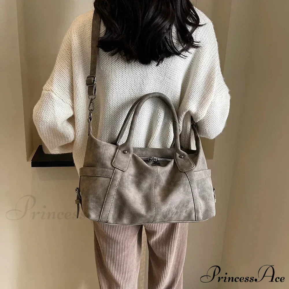 Synthetic Leather Vintage Crossbody Shoulder Bag shoulder-250126