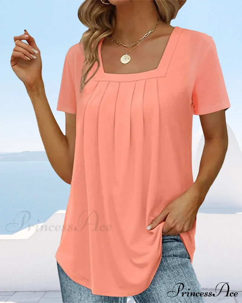 t-shirt color Solid sleeve short with square neck