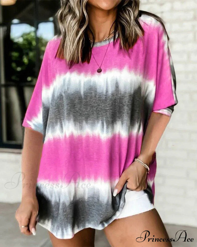 T-shirt Dye Tie Brief Sleeves Fuchsia / S