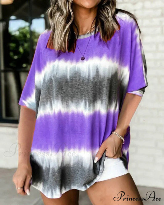 T-shirt Dye Tie Brief Sleeves Purple / S
