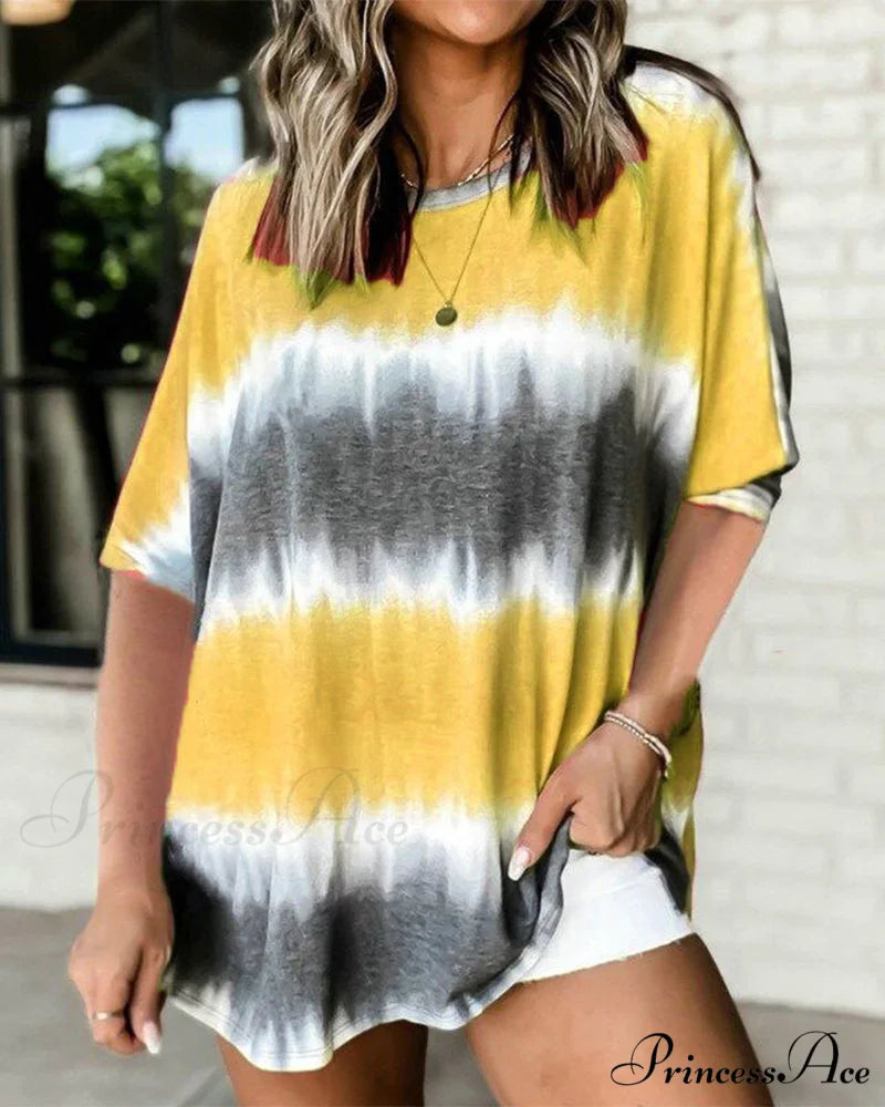 T-shirt Dye Tie Brief Sleeves Yellow / S