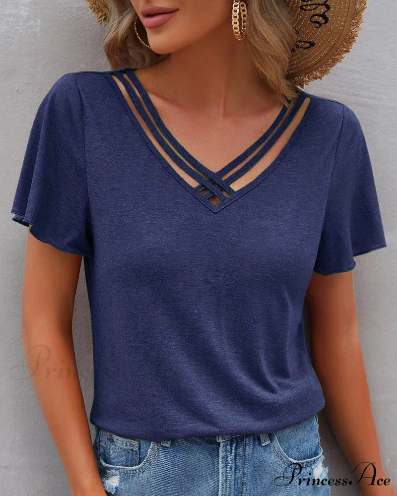 T-shirt in Solid Cut Out Color Dark blue / S