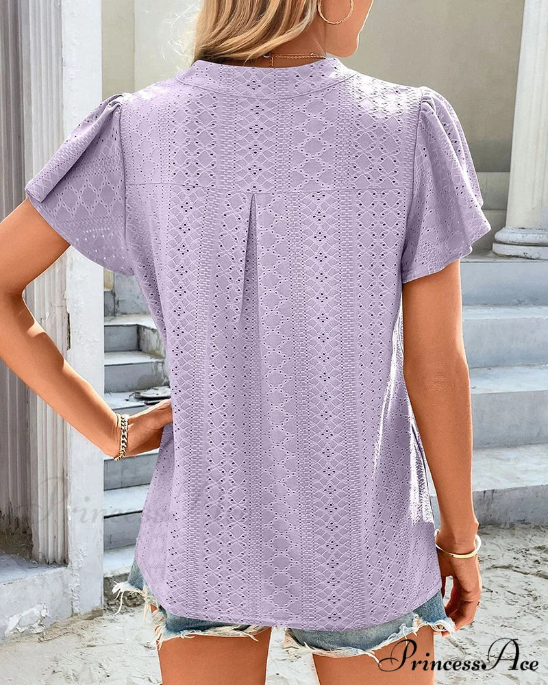 T-shirt Ruffle with V-neck Sleeves