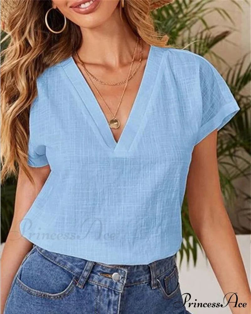 T-shirt Solid for color summer Blue / XS