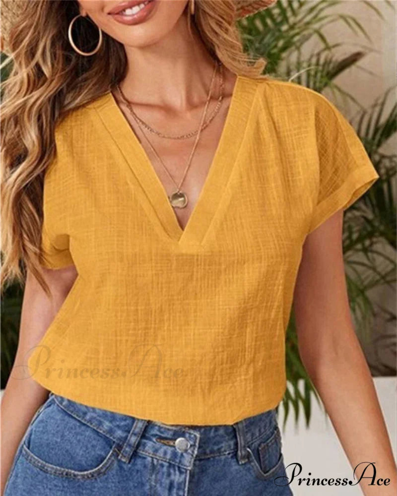 T-shirt Solid for color summer Yellow / XS