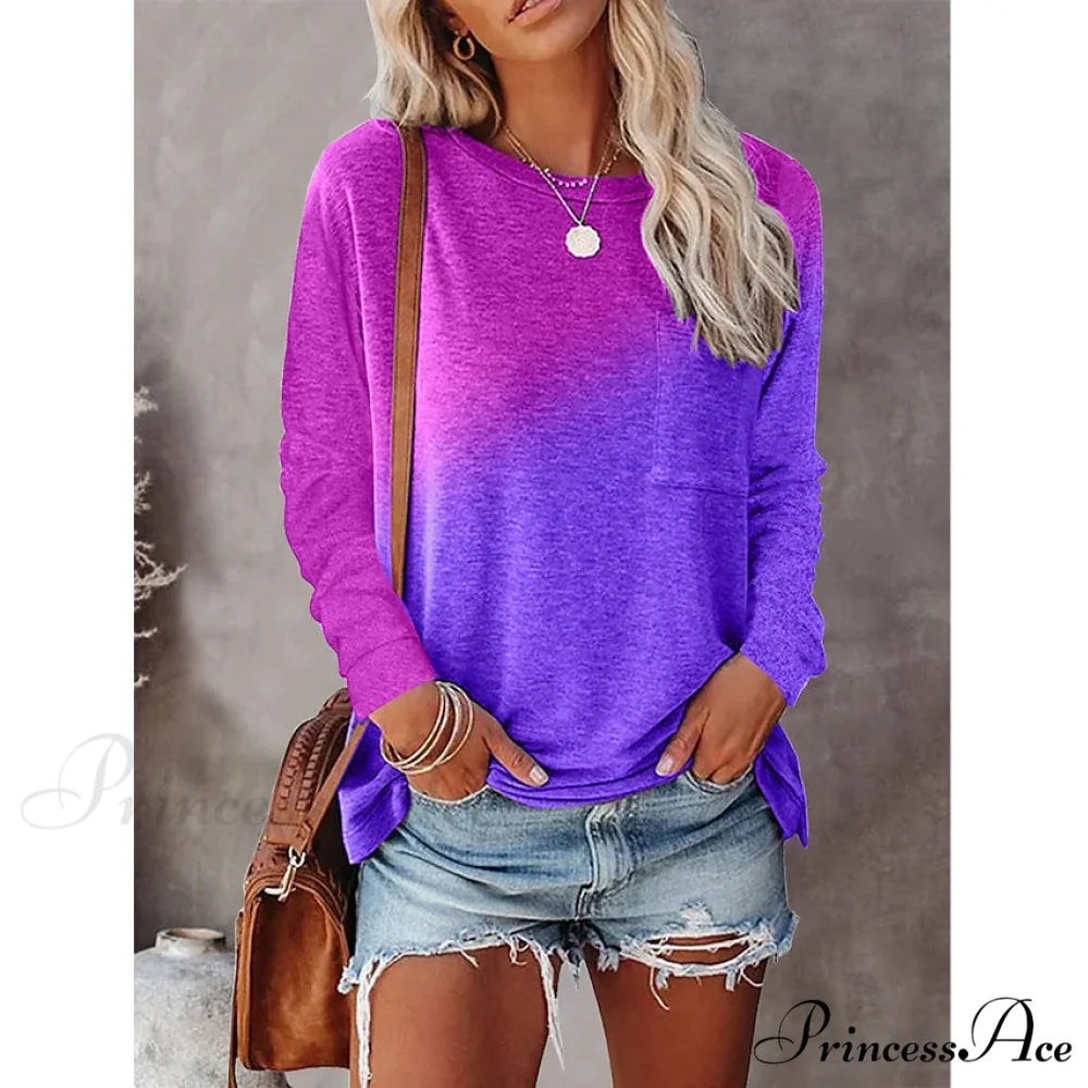 T-Shirt Women’s Drawing Top Purple / S
