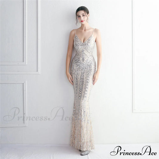 Taisia Formal Stylish Sequin Scroll Dress WHITE / XS