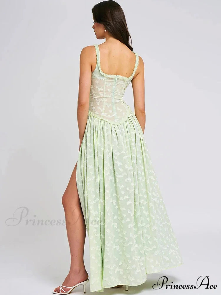 Tall Opening Four-sided Neckline Emerald Holiday Dress vacationdress-250223