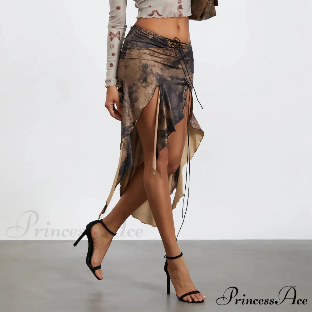 Tall Separated Retro Pattern Skirt skirts-250223