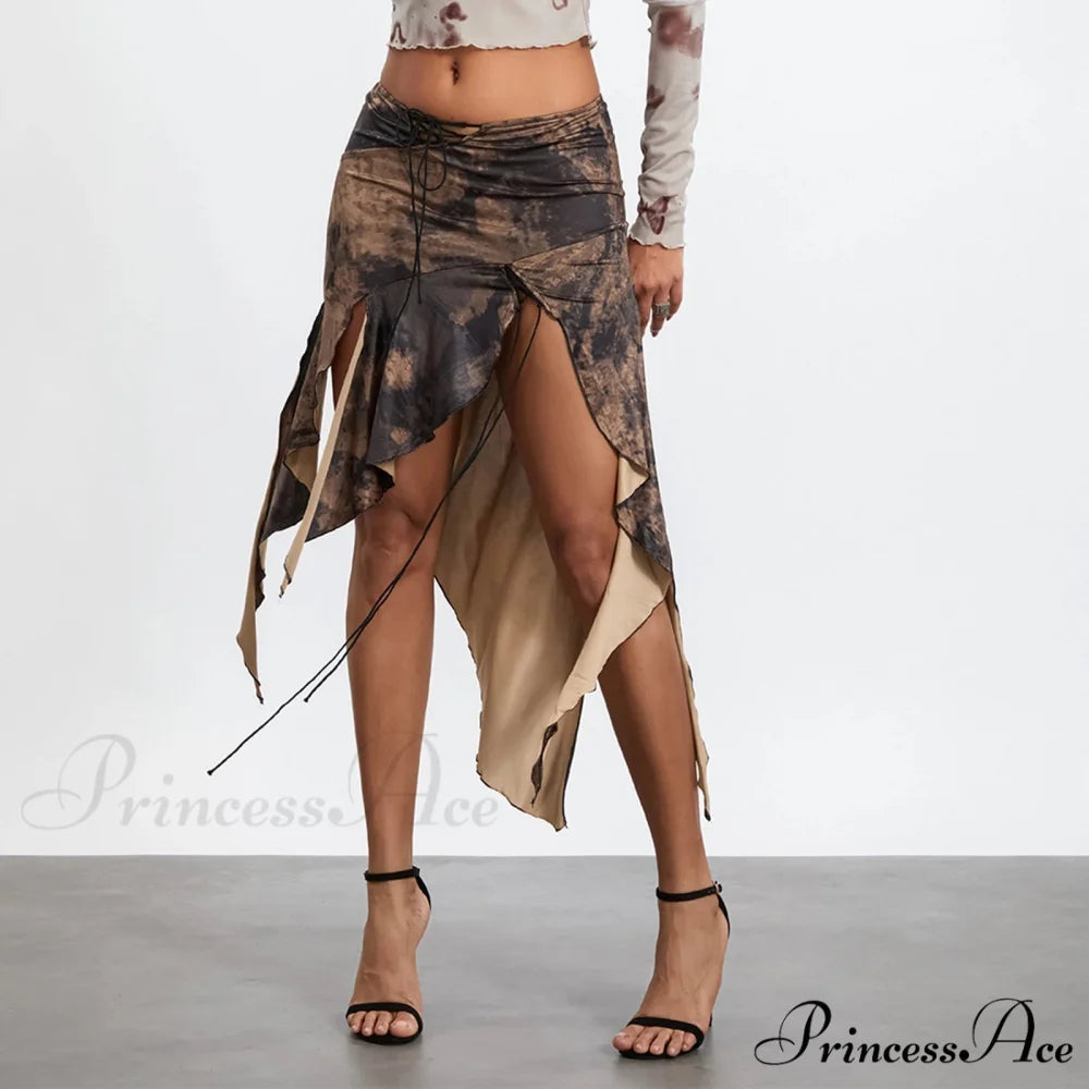 Tall Separated Retro Pattern Skirt skirts-250223