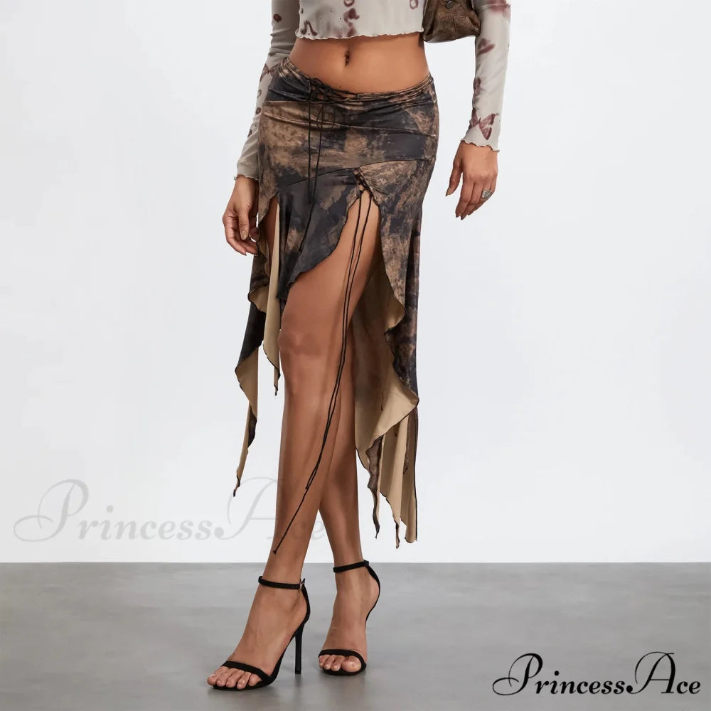 Tall Separated Retro Pattern Skirt skirts-250223