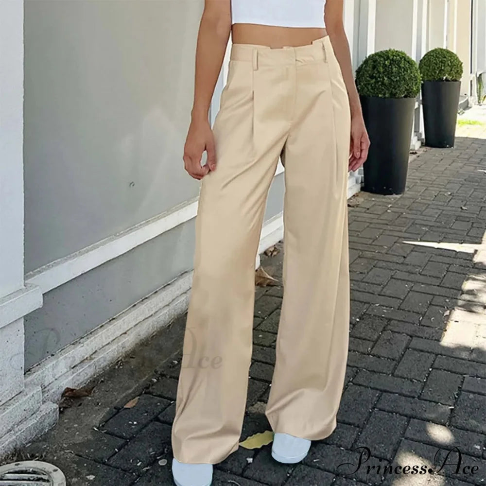 Tall Waist Baggy Fit Cargo Broad Trousers pants-241228