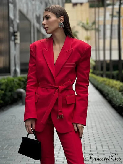 Tall Waist Crimson Collar Suit Coat Red / S coats-241228