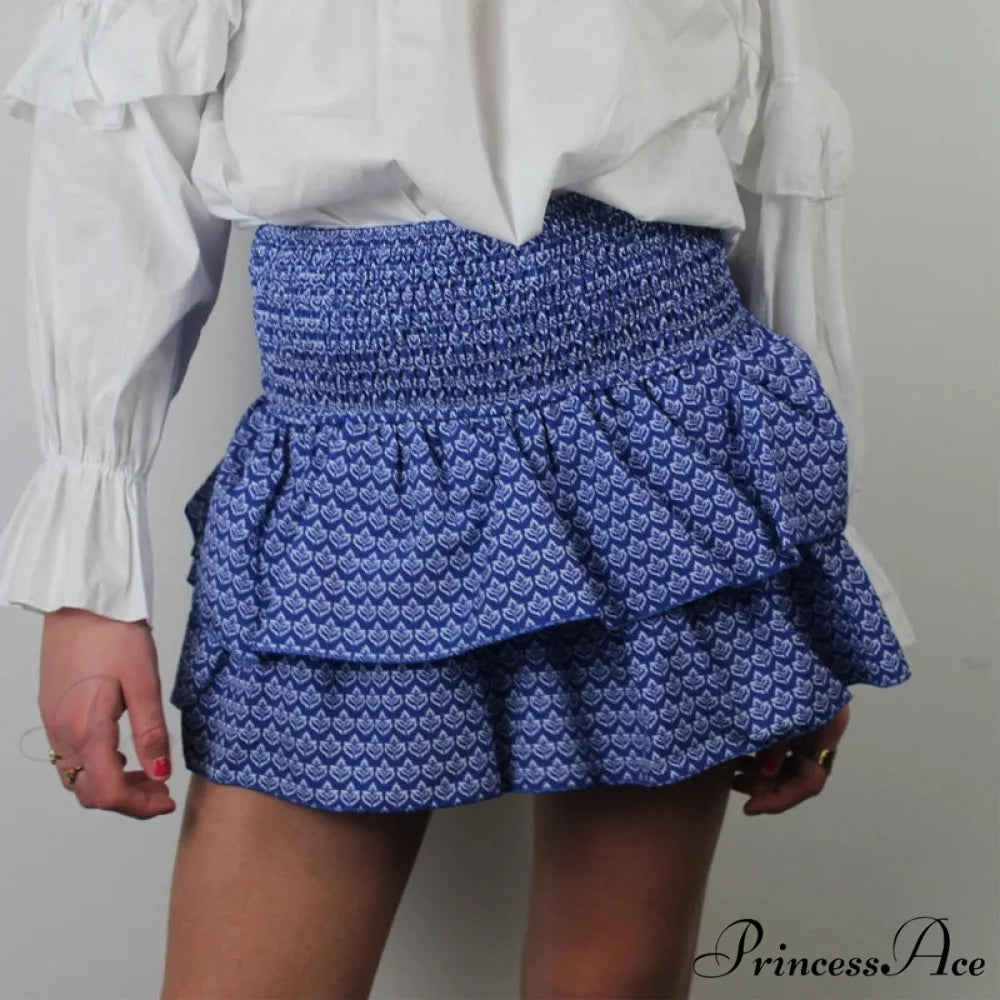 Tall Waist Frilled Country Skirt navy / S skirts-250223