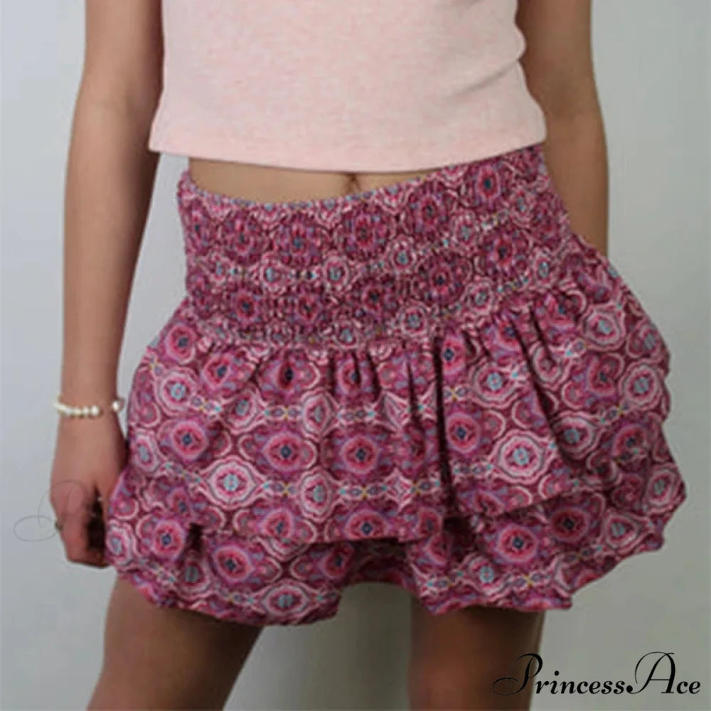 Tall Waist Frilled Country Skirt pink 2 / S skirts-250223