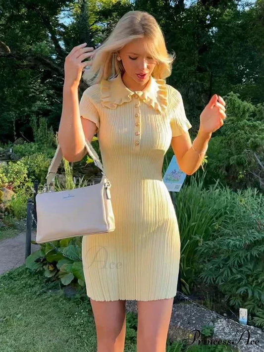 Tall-Waist Knitted Retro Mini Dress minidress-250223