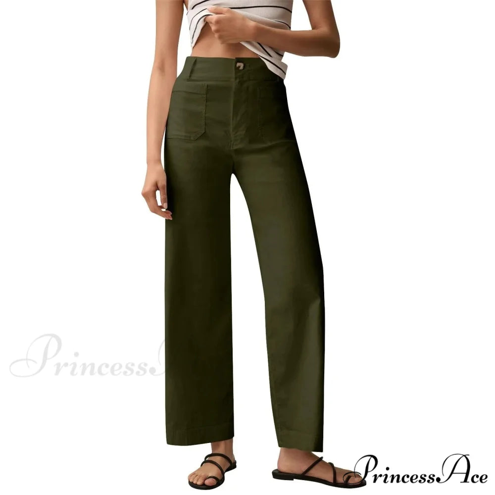 Tall Waist Patch Pocket Straight Trousers AG / S pants-241228