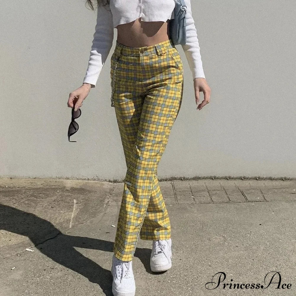 Tall-Waisted Slimming Informal Plaid Fashion Pant pant-250223