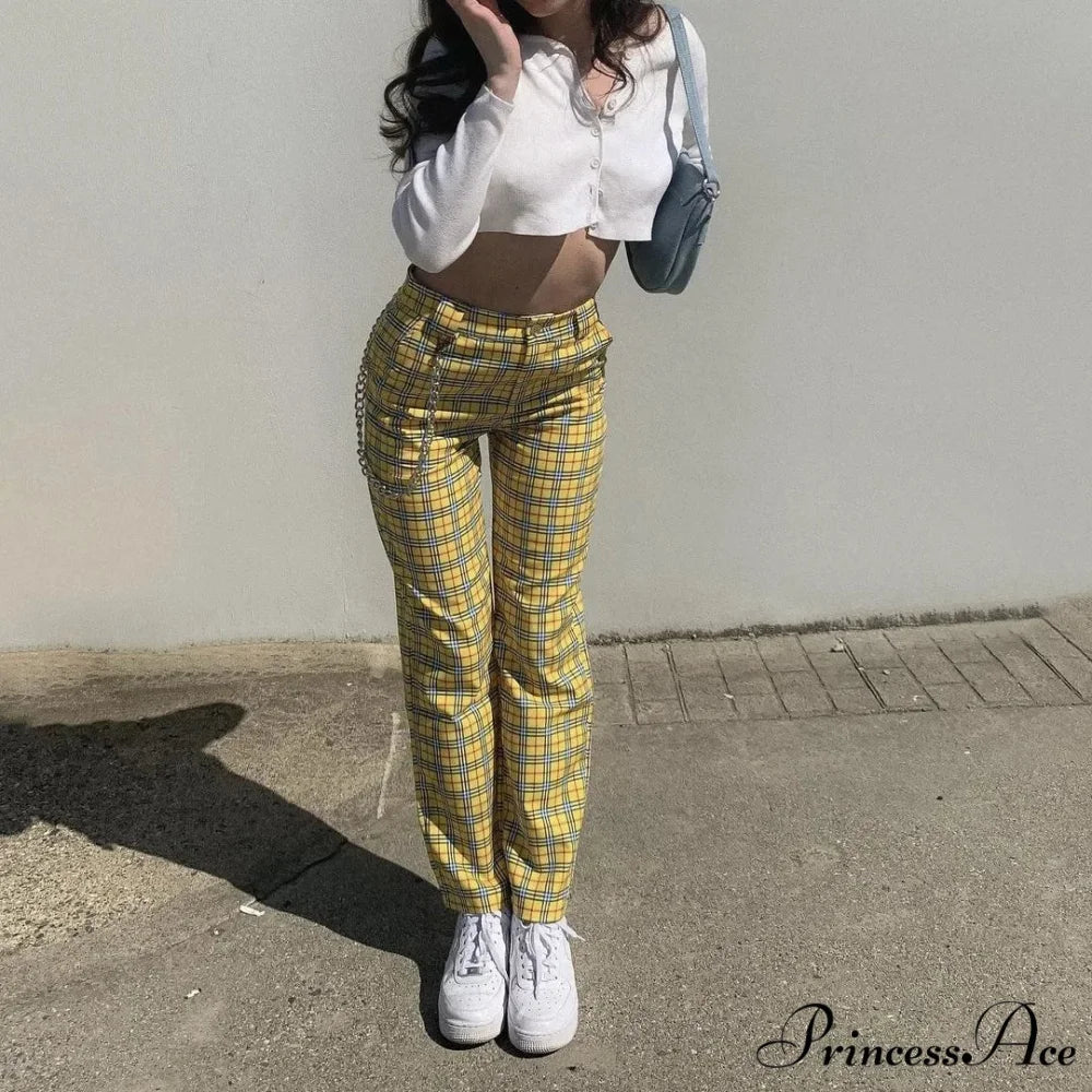 Tall-Waisted Slimming Informal Plaid Fashion Pant pant-250223