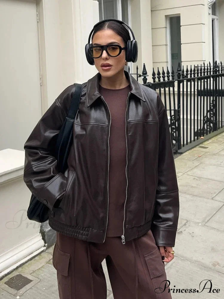 Tan Cinch Lace Leather Jacket coats-241228