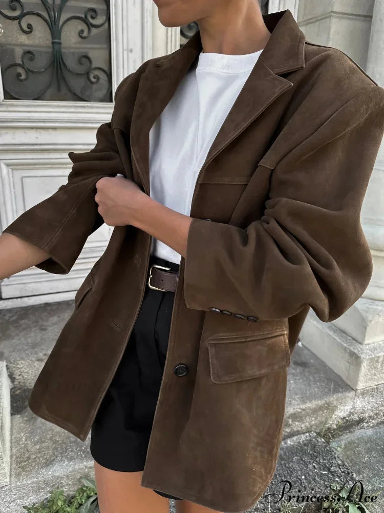 Tan Dual Pocket Blazer Brief Jacket coats-241228