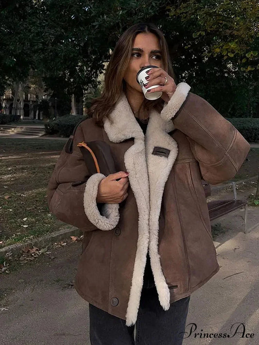 Tan Solitary Buttoned Leather Overcoat coats-241228