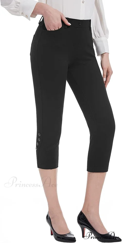 Tapata Capri for Women Crop Dress Pants Business Capris 01-black / 8