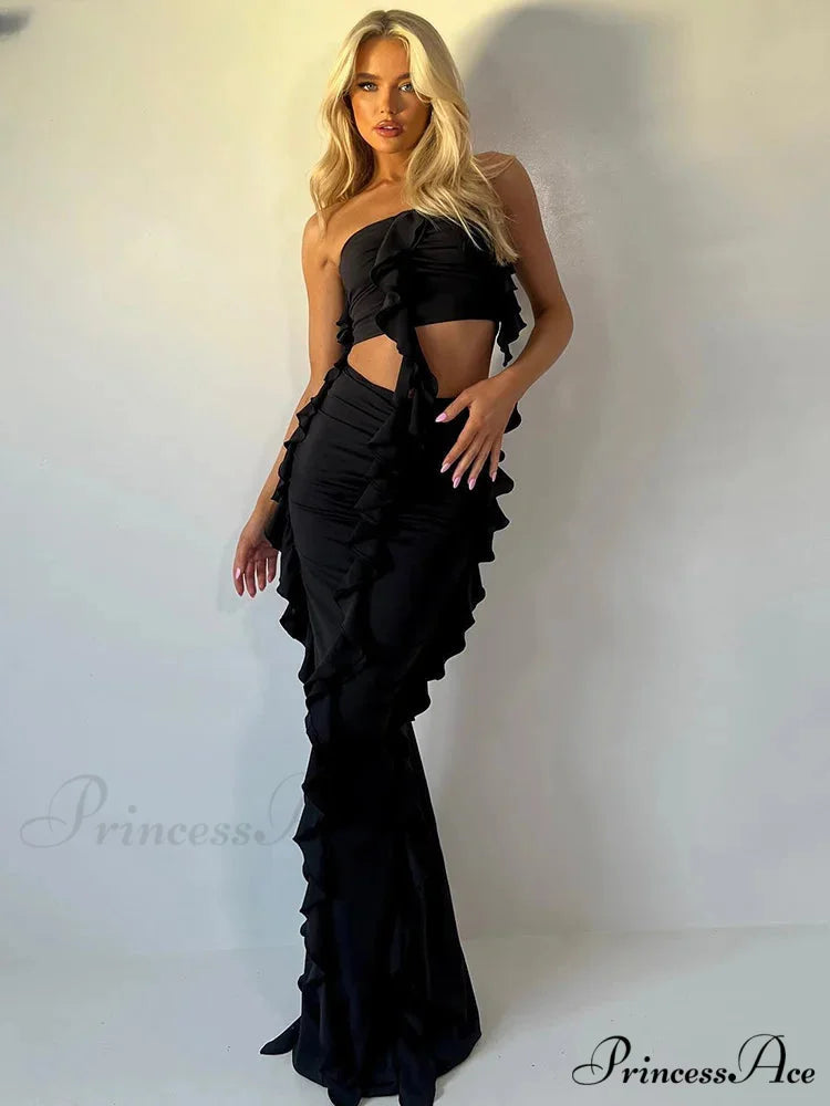 Tassel Birthday Party Outfits Maxi Dress Black / S
