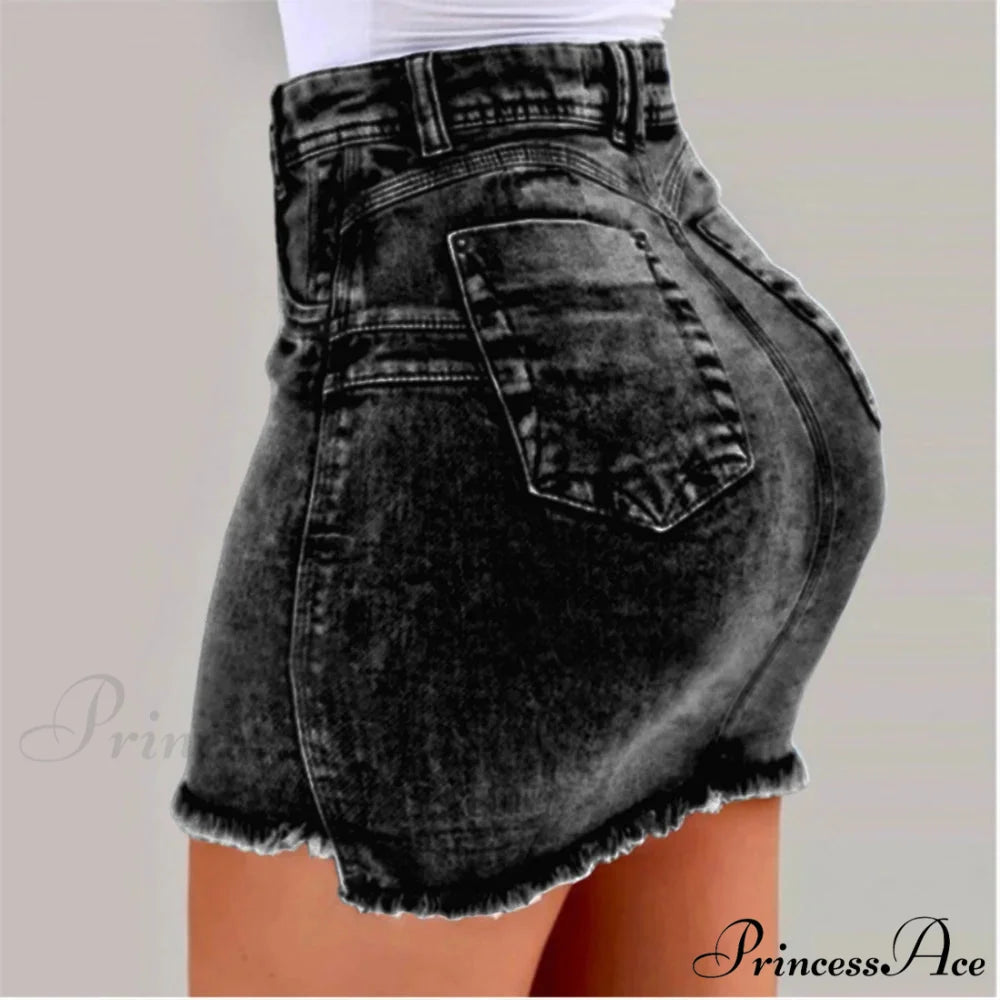 Tattered Edge Festive Denim Skirt skirts-250223