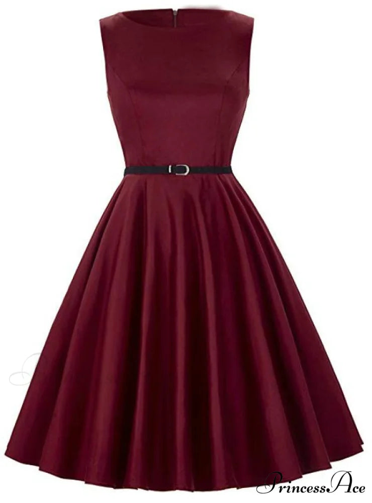 Tea Vintage Gown - Black Sleeveless S / BURGUNDY