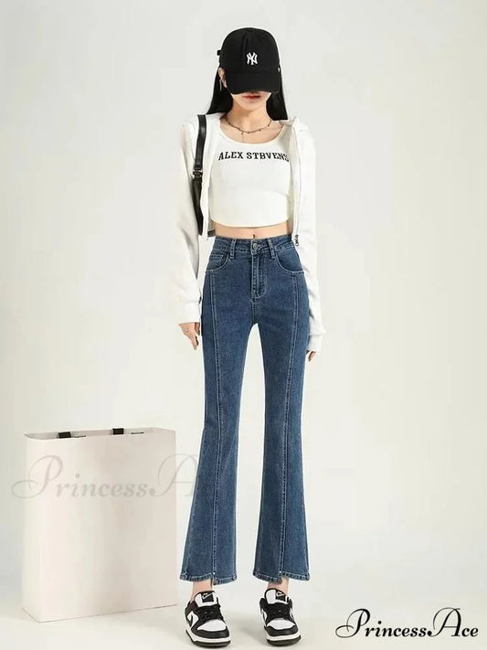 Teenagers Y2k Flare Fashion Autumn Baggy Vintage Harajuku Jean deep blue / XS