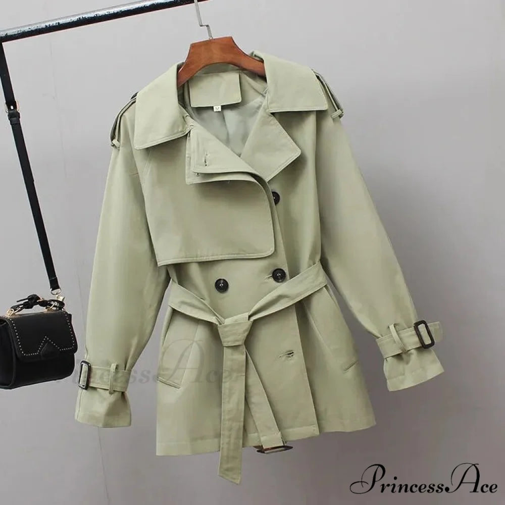 Temperament Windbreaker Trench Coat Light Green / M